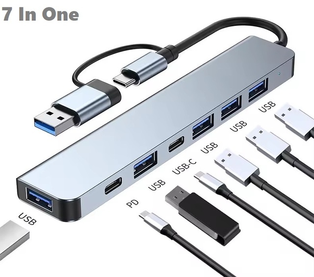 USB C Hub & Docking Station 7-in-1 USB 3.0 PD Charging Type-C HUB for MacBook- Aluminum Shell in Stocks