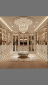 Dressing sur mesure de luxe avec porte en verre et éclairage LED, coiffeuse, solutions de rangement complètes pour chambres et villas - Product Image 5