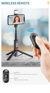 Trípode de teléfono BT inalámbrico portátil con luz de relleno de <span class=keywords><strong>palo</strong></span> de <span class=keywords><strong>Selfie</strong></span> telescópico Flexible para <span class=keywords><strong>Huawei</strong></span> para iPhone 13 Android para Xiaomi - Product Image 6