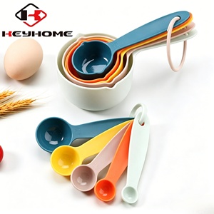 Juego de Tazas y Cucharas Medidoras Ajustables de Colores, Cucharas Medidoras de Plástico para Cocina y Repostería - Product Image 1