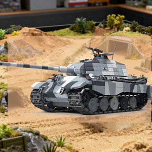 1/28 montaje coleccionable Ww2 Panzerkampfwagen <span class=keywords><strong>Tiger</strong></span> Ii tanque juegos de bloques de construcción adultos ejército militar juguete modelo de plástico Kit - Product Image 6