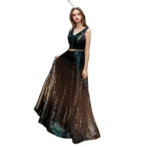 Sexy Gold Sequin Prom Maxi Length Evening Dresses Shiny Sequins For European Style Dress