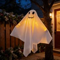 Décoration suspendue portable LED lumineuse en tissu fantôme pour Halloween, accessoires effrayants pour bar, maison hantée, aménagement de scène de fête