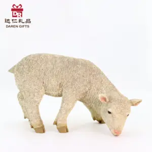 Reçine hayvan dekorasyon gerçekçi sevimli koyun masaüstü hediyeler ev bahçe heykeli dekor reçine el sanatları