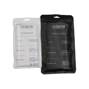 Custom Logo Afdrukken Glanzende Plastic Ziplock Clear Bags Mobiele Telefoon Case Cover Usb Kabels Verpakking Pouch