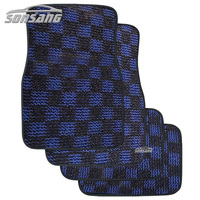 Tapis de voiture personnalisé à motif drapeau à carreaux rouge et noir
