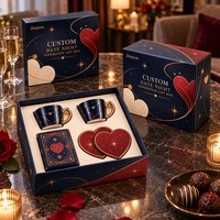 Boîte cadeau personnalisée pour une soirée romantique de la Saint-Valentin, base rigide et couvercle, emballage en papier couché CMYK, logo laminé brillant