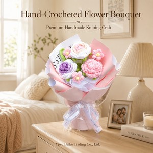 Ramo de flores de hilo tejido a mano con oso, girasol y rosa, ideal para el Día de la Madre y como regalo transfronterizo para el Día de San Valentín - Product Image 5