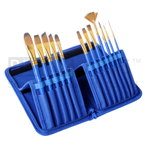 Juego de pinceles de pintura al óleo y acrílica, Set de 12 pinceles con funda de transporte para acuarela, acrílicos, pintura al óleo y a la cara - Product Image 1