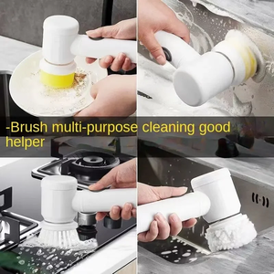 Cordless Rotary Scrubber with 5 Replaceable <b>Brush</b> Heads Rechargeable Bathroom and Kitchen Tile Cleaning <b>Brush</b> - Product Image 5