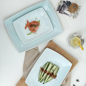 <span class=keywords><strong>Plat</strong></span> <span class=keywords><strong>rectangulaire</strong></span> en céramique, assiette à gâteau peu profondes, <span class=keywords><strong>plat</strong></span> à Dessert pour le restaurant 1 pièce - Product Image 1