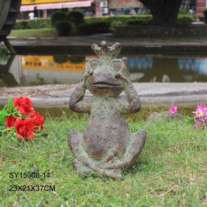 Handmade del metallo finitura in fibra di yoga statua frog figurine - Product Image 4