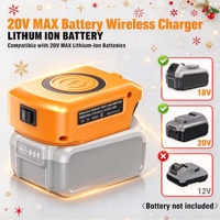 Adaptateur de chargeur sans fil pour batterie 18 V 20 V Qi 15 W Charge rapide Double USB Type C Batterie externe portable Cadeau de Noël Garage Van