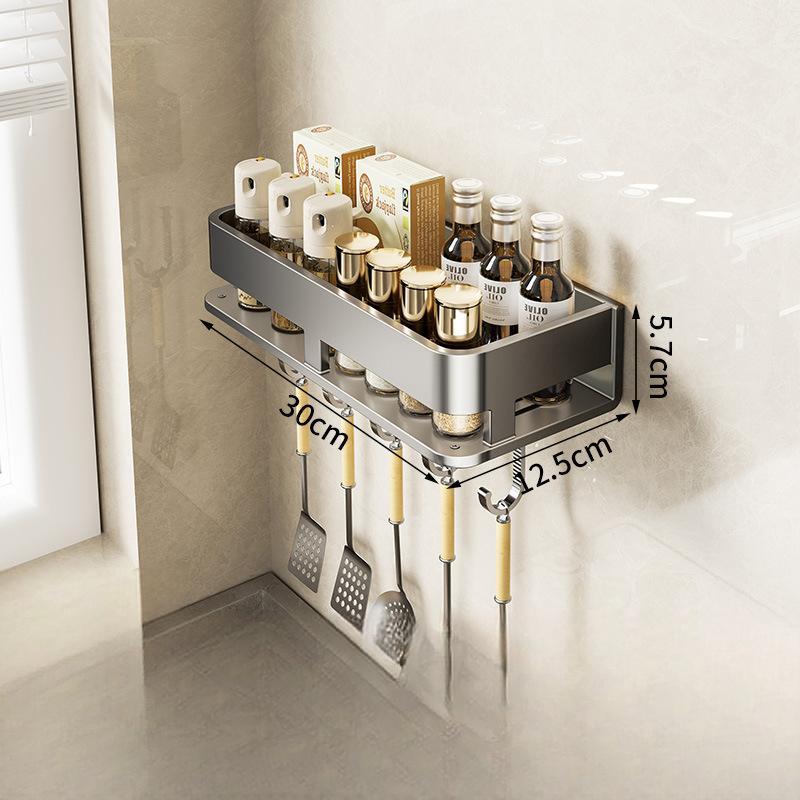 [Grey] Single layer 30cm hooked storage rack