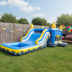 Vente directe d'usine de grand château gonflable avec fonctions sèches et humides, fabriqué en PVC, structure gonflable - Product Image 1