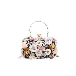 Luxury Women Evening Bags Chain Shoulder <b>Clutch</b> with Flower Diamonds Embroidery Fashionable Purse Handbags RTS Bulk Mixed Order - Product Image 2