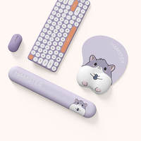 Set bantalan Mouse busa memori tempat pergelangan tangan Keyboard pelindung pergelangan tangan Hamster kartun