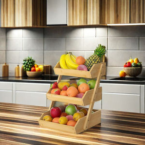 بالجملة حامل تخزين 3 طبقات من الخيزران والخضروات سلة فواكه للخبز والوجبات الخفيفة والخضار - Product Image 4