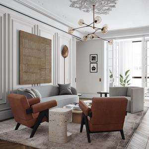 Peinture acrylique murale abstraite à lignes géométriques, motif nature morte, tons neutres brun et gris-taupe, sur toile, pour décoration maison et hôtel - Product Image 3