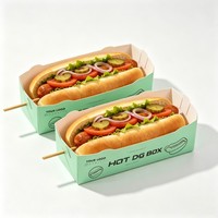 Boîte à hot-dogs imprimée sur mesure, vente en gros, emballage alimentaire jetable résistant à la graisse avec LOGO, fabricant d'usine