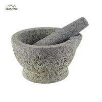 Mortier et pilon en granit naturel pas cher / Broyeur d'herbes, d'épices et de noix