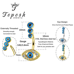 Toposh tendance 316l chirurgical en acier inoxydable corps sexe cristal nombril <span class=keywords><strong>banane</strong></span> élégant nombril anneau piercing bijoux - Product Image 6