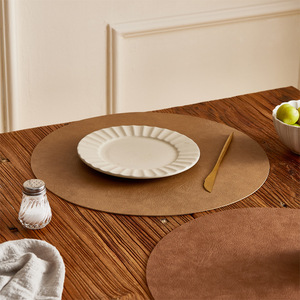 Set de table rond en cuir de vachette, épais, isolant thermique, résistant à l'huile, pour la maison et la salle à manger - Product Image 3