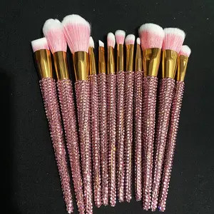 Ins Bling Crystal Handle Diamond Makeup Brushes 12Pcs Glitter Make-Up Brush Set cute makeup brush set