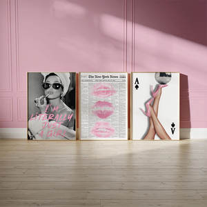 Décoration murale rétro coquette HAOWAI OEM/ODM, talons roses, lèvres et citation de fille, décoration de <span class=keywords><strong>chambre</strong></span> d'étudiant, esthétique féminine Y2K - Product Image 4