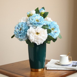 Realistici fiori di peonia artificiali di seta latteo bianco peonia steli grandi teste di peonia per il matrimonio - Product Image 4