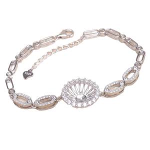 สร้อยข้อมือเงินแท้ S925 ลายดอกทานตะวันแบบกลวง รุ่น A6046 อุปกรณ์เสริม DIY หรูหราสำหรับเครื่องประดับมุก ขนาด 12-13 มม. ตัวเรือนเปล่า - Product Image 5