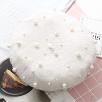 Tipos de boinas decorativas al por mayor Sombrero de boina de perlas para mujer