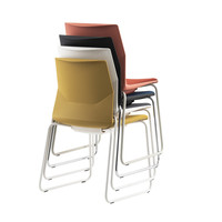 Chaise d'appoint rembourrée empilable moderne et confortable avec base en acier massif électroplaqué pour salles de réunion et salons