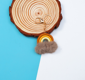 工場ストレートヘアかわいい手織りキーホルダーぬいぐるみバックパックペンダント - Product Image 1