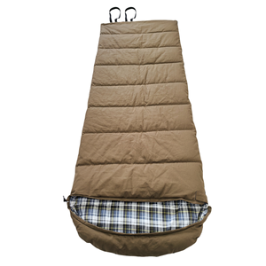 <span class=keywords><strong>Sac</strong></span> <span class=keywords><strong>de</strong></span> <span class=keywords><strong>couchage</strong></span> en flanelle à carreaux en toile <span class=keywords><strong>de</strong></span> coton pur avec capuche pour le camping en plein air par temps froid - Product Image 1