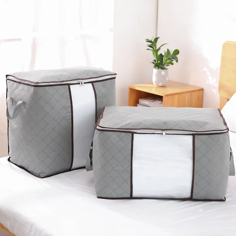Large Capacity with Handle Clothes Storage Bag Blanket Bags Fabric Quilt Storage Bag for Comforters