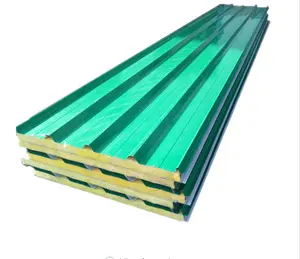 绿色表面彩色涂层夹芯板岩棉夹芯板