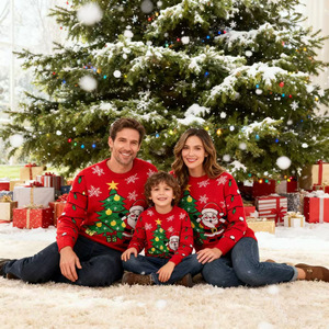 Pulls en viscose pour hommes et femmes, style européen et américain, pour enfants, <span class=keywords><strong>Noël</strong></span>, dessin animé, parent-enfant, automne/hiver - Product Image 3