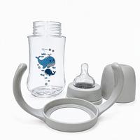 Biberon pour bébé de 250 ml en PP et silicone sans BPA, motif dessin animé, avec débit variable pour 0-12 mois, vente en gros
