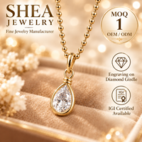 Pendentif Collier Diamant de Laboratoire Taille Poire 0,5-3 Carats avec Sangle Personnalisée et Anneau en Or Jaune Massif 10K/14K/18K Certifié IGI VS VVS