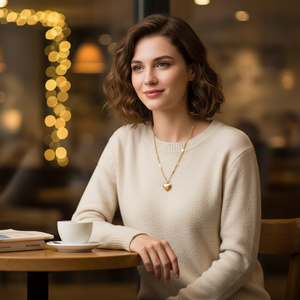 Collana Girocollo in Acciaio Inossidabile 316L Color Oro con Ciondolo a Cuore, Gioielli alla Moda, Regalo per Feste - Product Image 5