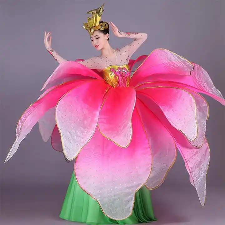 fiori di alta qualità che aprono la danza grande vestito moderno spettacolo  di danza costume fiore
