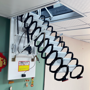 Escalera retráctil eléctrica para ático, escalera elevadora plegable oculta totalmente automática para casas <span class=keywords><strong>pequeñas</strong></span> de dos plantas - Product Image 1