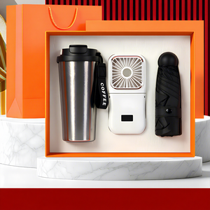 Mug isotherme de luxe en titane pur 500 ml, Ventilateur de cou USB pliable 6 heures 3000 mAh, Parapluie anti-UV pliable 5 sections, Essentiels de voyage - Product Image 1