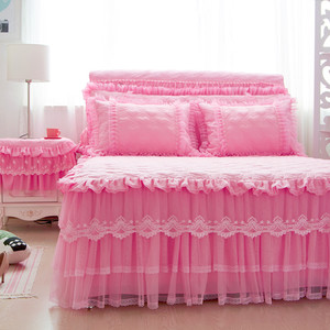 Jupe de lit en dentelle pour lit simple, style princesse, couvre-lit <span class=keywords><strong>Simmons</strong></span>, housse de matelas épaisse pour lit Queen, protège-matelas antidérapant - Product Image 3