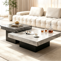 Ensemble de table en pierre de luxe minimaliste italien, adapté à un salon simple, table basse carrée haut de gamme créative