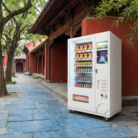 Máquina Expendedora Refrigerada de 48 Compartimentos para Snacks y Bebidas con Pago por Monedas, Billetes y Tarjeta de Crédito