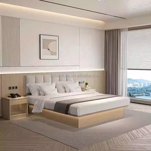 Modern 3 Sar Hotel Bedroom Furniture Sets With Wooden <b>Low</b> Profile Tatami Bed Frame Upholstered Headboard TV Cabinet & <b>Wardrobe</b> - Product Image 4