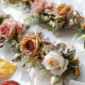 Wholesale Retro Autumn Simulation Rose Bride Groom Wedding Wrist Flower Corsage Flowers