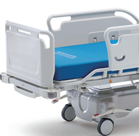 Lit d'hôpital électrique certifié avec poteaux pour perfusion et tiroirs, lit médical multifonction